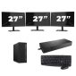 HP EliteDesk 800 G6 Tower - Intel Core i3 10. sukupolvi - 8GB RAM - 256GB SSD - Windows 11 + 3x 27-tuumainen näyttö