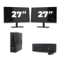 HP ProDesk 600 G2 USFF - Intel Core i5-6. sukupolvi - 8GB RAM - 256GB SSD - Windows 11 + 2x 27-tuumainen näyttö