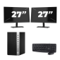 HP Prodesk 600 G5 Micro Tower - Intel Core i7, 8. sukupolvi - 8GB RAM - 256GB SSD - Windows 11 + 2x 27 tuuman näyttö