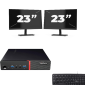 Lenovo ThinkCentre M700 USFF - Intel Core i5-6e Generatie - 8GB RAM - 256GB SSD - Windows 11 + 2x 23 inch Monitor