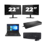 Lenovo ThinkPad A485 - AMD Ryzen 5 2500U - 14 tuumaa - 16GB RAM - 256GB SSD - Windows 11 Home + 2x 22 tuumaa Monitor