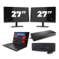 Lenovo ThinkPad A485 - AMD Ryzen 5 2500U - 14 tuumaa - 8GB RAM - 256GB SSD - Windows 11 Home + 2x 27 tuumaa Monitor