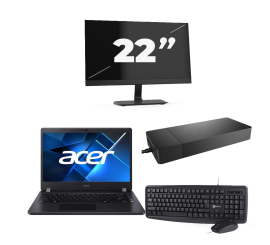 Acer TravelMate P214-53 - Intel Core i3 11. sukupolvi - 14 tuumaa - 16Gt RAM - 256Gt SSD - Windows 11 Home + 1x 22 tuuman näyttö