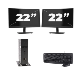 Atrust t176L USFF - Intel Atom x5-E8000 - 8GB RAM - 256GB SSD - Windows 11 + 2x 22 tuumaa Monitor