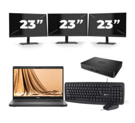 Dell Latitude 5401 - Intel Core i7-9e Generatie - 14 inch - 8GB RAM - 256GB SSD - Windows 11 + 3x 23 inch Monitor