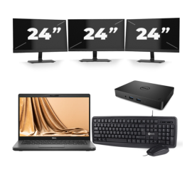 Dell Latitude 5401 - Intel Core i7-9e Generatie - 14 inch - 8GB RAM - 256GB SSD - Windows 11 + 3x 24 inch Monitor