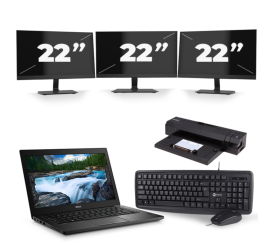 Dell Latitude 7390 - Intel Core i7-8e Generatie - 13 inch - 8GB RAM - 256GB SSD - Windows 11 + 3x 22 inch Monitor