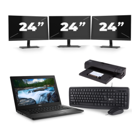 Dell Latitude 7390 - Intel Core i7-8e Generatie - 13 inch - 8GB RAM - 256GB SSD - Windows 11 + 3x 24 inch Monitor