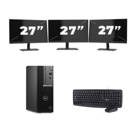 Dell OptiPlex 7000 USFF - Intel Core i7 12. sukupolvi - 16Gt RAM - 256Gt SSD - Windows 11 + 3x 27 tuuman näyttö