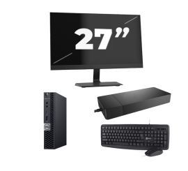 Dell OptiPlex 7070 Micro USFF - Intel Core i3-9. sukupolvi - 8 Gt RAM - 256 Gt SSD - Windows 11 + 1x 27 tuuman näyttö