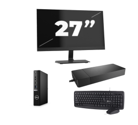 Dell OptiPlex 7080 USFF - Intel Core i3-10. sukupolvi - 8GB RAM - 256GB SSD - Windows 11 + 1x 27 tuuman näyttö