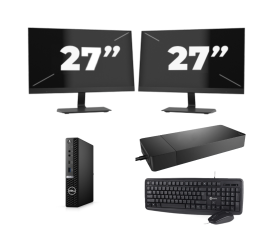 Dell OptiPlex 7080 USFF - Intel Core i3-10. sukupolvi - 8GB RAM - 256GB SSD - Windows 11 + 2x 27 tuuman näyttö