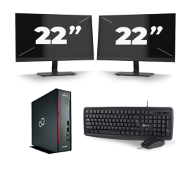Fujitsu Esprimo Q556/2 USFF - Intel Core i5-7e Generatie - 8GB RAM - 256GB SSD - Windows 11 + 2x 22 inch Monitor