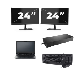 Fujitsu LIFEBOOK E5410 - Intel Core i5-10e Generatie - 14 inch - 8GB RAM - 256GB SSD - Windows 11 Home + 2x 24 inch Monitor