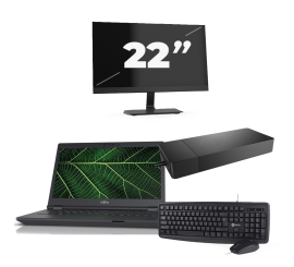 Fujitsu LIFEBOOK E5411 - Intel Core i5 11. sukupolvi - 14 tuumaa - 16Gt RAM - 256Gt SSD - Windows 11 Home + 1x 22 tuuman näyttö