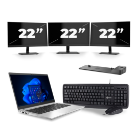 HP EliteBook 630 G9 - Intel Core i5 12. sukupolvi - 13 tuumaa - 16Gt RAM - 256Gt SSD - Windows 11 + 3x 22 tuuman näyttö