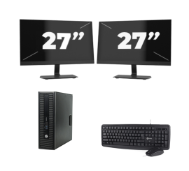 HP ProDesk 600 G2 USFF - Intel Core i3 6. sukupolvi - 8GB RAM - 256GB SSD - Windows 11 + 2x 27-tuumainen näyttö