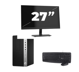 HP Prodesk 600 G5 Micro Tower - Intel Core i3-8. sukupolvi - 8GB RAM - 256GB SSD - Windows 11 + 1x 27 tuuman näyttö