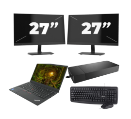 Lenovo ThinkPad E14 Gen 2 - Intel Core i3 11. sukupolvi - 14 tuumaa - 8Gt RAM - 256Gt SSD - Windows 11 Home + 2x 27 tuuman näyttö