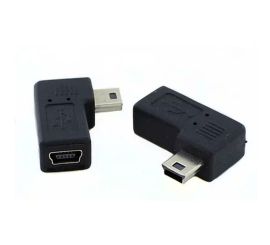 Mini USB Female to Male adapter, 90° hoek, rechts